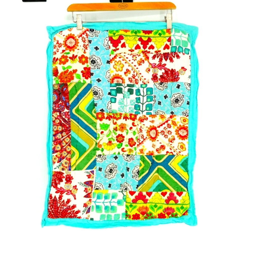 Aqua Turquoise Quilted Colorful Boho Unique Padded Srandard Backslip Pillowcase